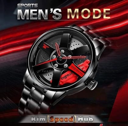 Automotive Theme Luxury Stainless Steel Analog Wristwatch for Car Enthusiasts car wheel rim disine 