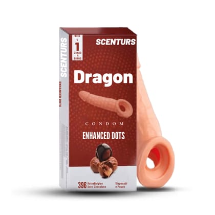 SCENTURS 8 Inch Dragon Condom Reusable Chocolate Flavour, Intense Sensation Realistic Skin Feel & Safe Protection Comfortable Pack of 1 Pcs
