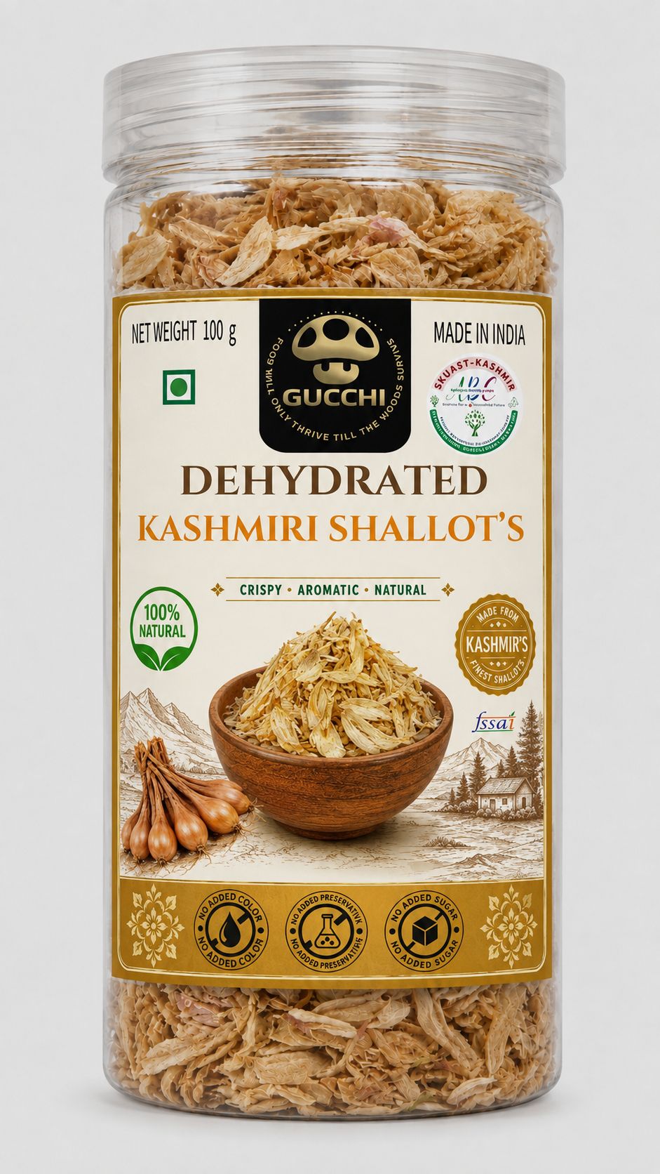 Gucchi Dehydrated Kashmiri Shallot's (Praan) Flakes - 100g