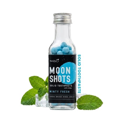 Moonshots Solid Toothpaste Tablets – Minty Fresh (90 pcs) | Formulated with nHAp | Fluoride-Free & SLS-Free | No Preservatives | with Xylitol & Oral Probiotics | Travel-Friendly 