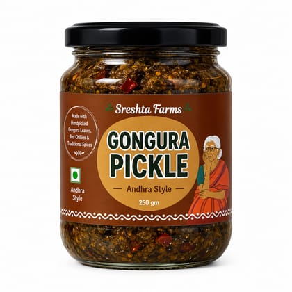 Sreshta Farms Gongura Pickle 250g | Andhra Style Gongura Pachadi | Traditional South Indian Pickle