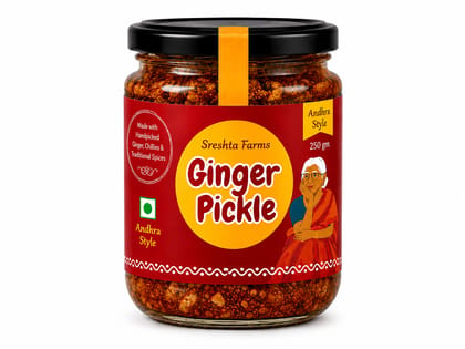 Sreshta Farms Ginger Pickle 250g | Andhra Style Allam Pickle | Traditional Indian Pickle