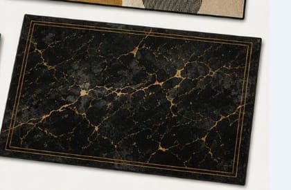 Black & Gold Marble Effect Doormat Rug