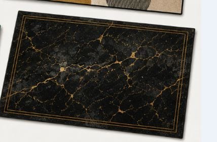 Black & Gold Marble Effect Doormat Rug