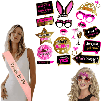 Bride to Be Combo Pack-Sash, Eye Glass &Photo Props Bride to Be Combo Pack-Sash, Eye Glass &Photo Props