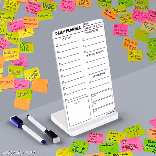 AccuPrints Daily Planner Acrylic Board for Desk (24x16 CM)| Best Planner & Organizer | White Acrylic Base with 2 Markers |Regular Size
