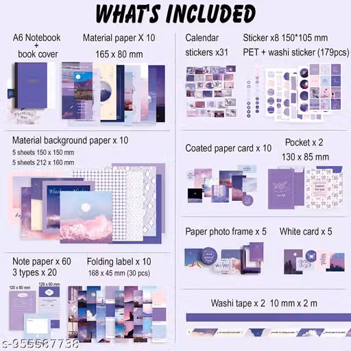 346pcs Vintage Scrapbook Stickers Pack for Art Journaling 