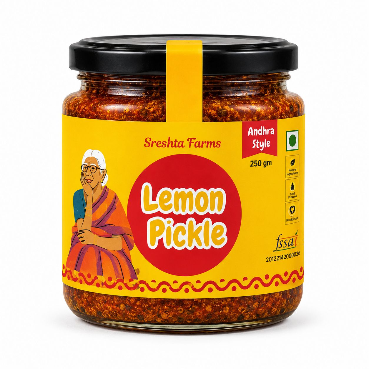 Sreshta Farms Traditional Andhra Lemon Pickle - 250gm