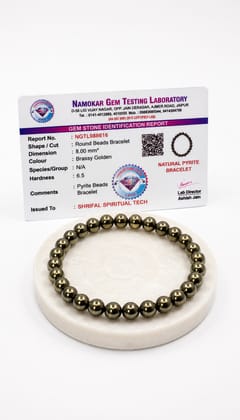 Shrifal Natural Raw Pyrite Bracelet with Complimentary Raw Selenite Plate | Unpolished Crystal Beads Stretchable Energy Bracelet | Spiritual Gift for Him & Her