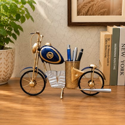 Indraj Premium Craft Metal Blue Bike Pen Holder for Desk | Vintage Motorcycle Pen Stand & Desk Organizer | Bike Shaped Decorative Pen Holder for Office, Home & Study Table | Unique Gift for Bike Lovers Indraj Premium Craft Metal Blue Bike Pen Holder for Desk | Vintage Motorcycle Pen Stand & Desk Organizer | Bike Shaped Decorative Pen Holder for Office, Home & Study Table | Unique Gift for Bike Lovers