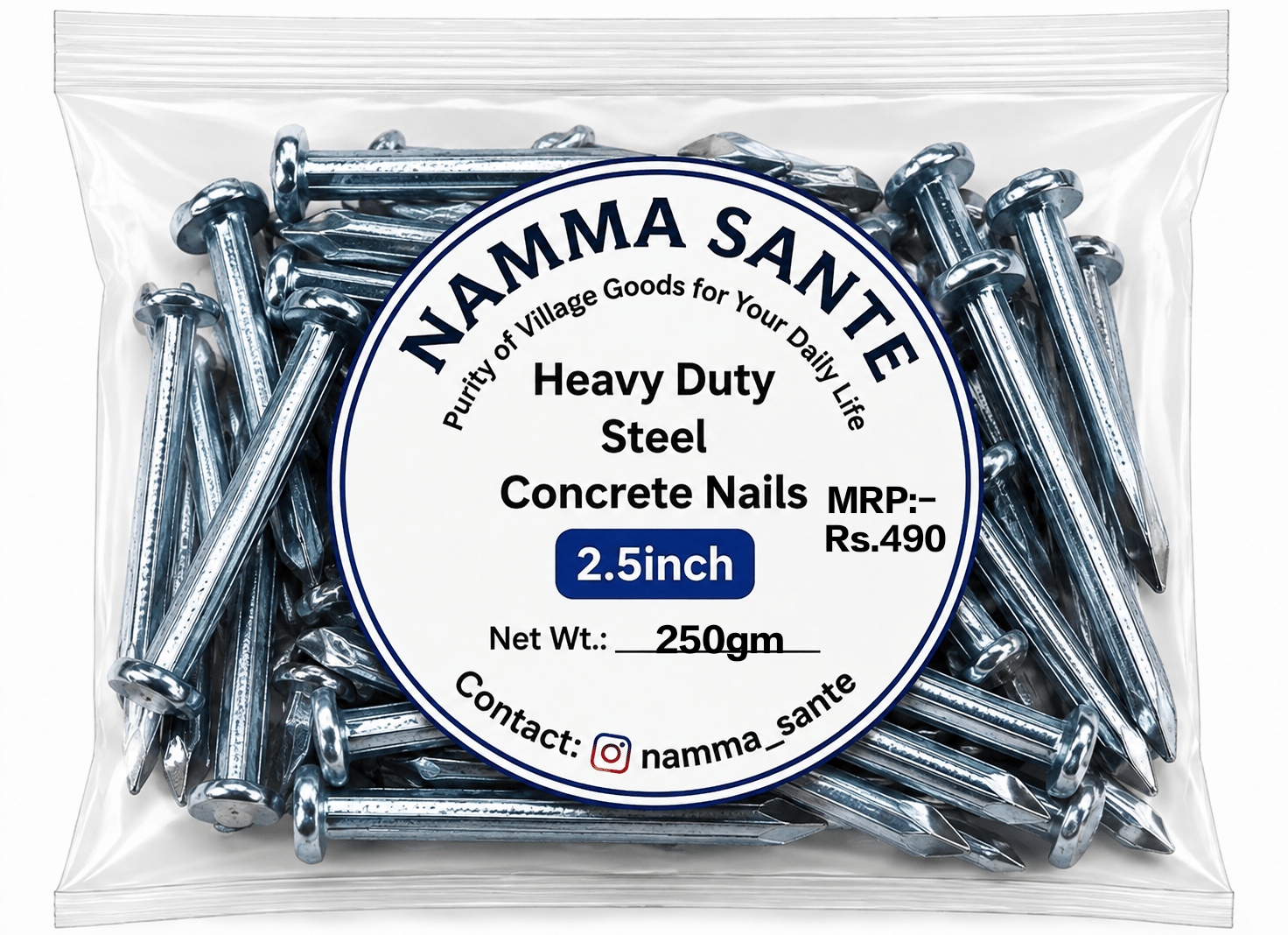 Heavy Duty Steel Concrete Nails 2.5 Inch | Concrete Nails | Steel Nails | Cement Nails | Masonry Nails | Construction Nails