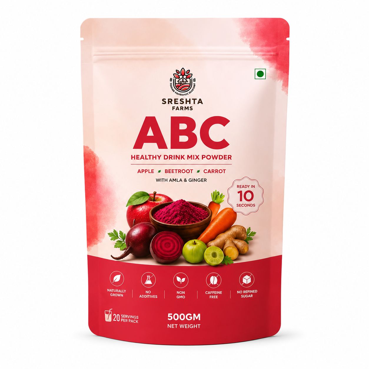 Sreshta Farms ABC Juice Powder 500g | Apple Beetroot Carrot Drink Mix | Instant Healthy Beverage