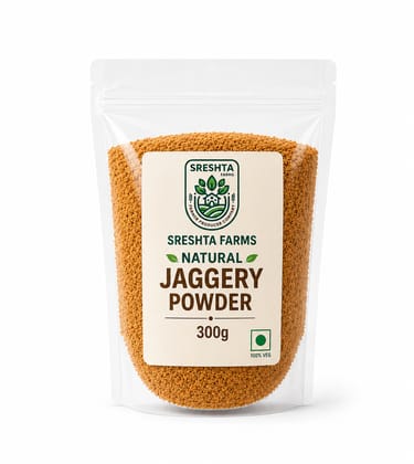 Sreshta Farms Jaggery Powder 300g | Natural Sugarcane Jaggery Powder | Traditional Indian Sweetener