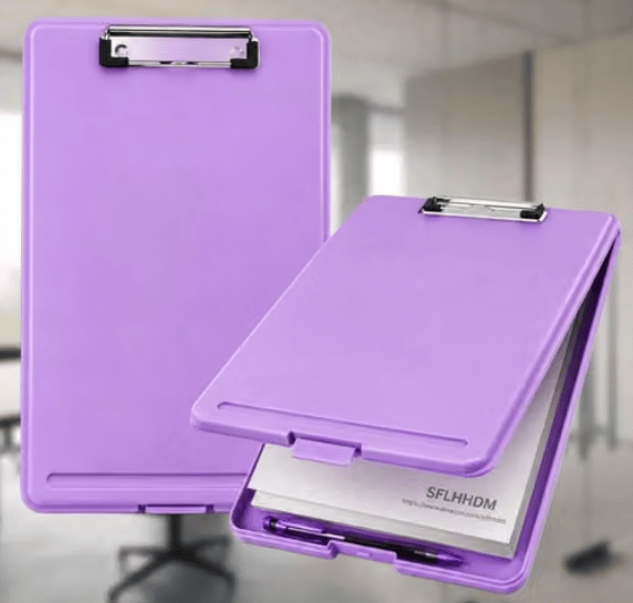A4 Plastic Clipboard Storage Box With Metal Clip 