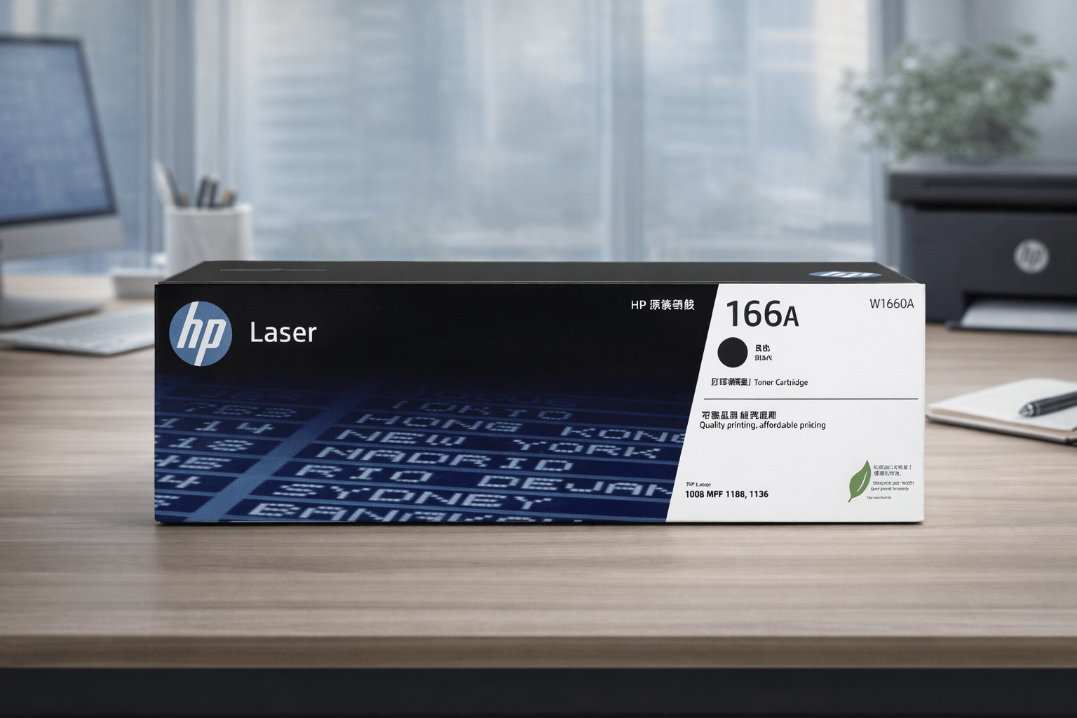 HP 166A Black Toner Cartridge (W1660A) Compatible with HP Laser 1008a, 1008w, HP Laser MFP 1188a, 1188w, 1188nw Printer