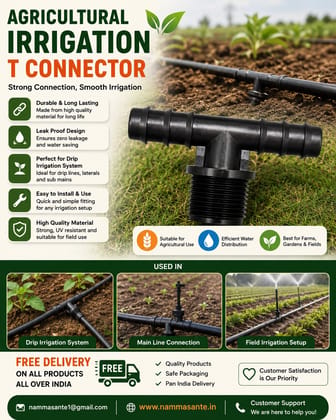 Agricultural Irrigation T Connector | Irrigation T Joint | Drip Irrigation T Connector | Agriculture Pipe T Connector | Plastic Irrigation T Fitting