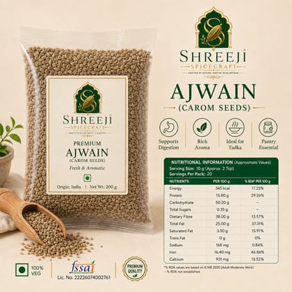 Shreeji Spicecraft Premium Ajwain 200g | Carom Seeds