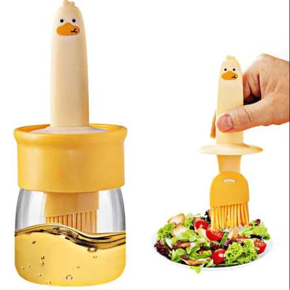 Cute Duck Silicone Oil Dispenser Bottle with Brush