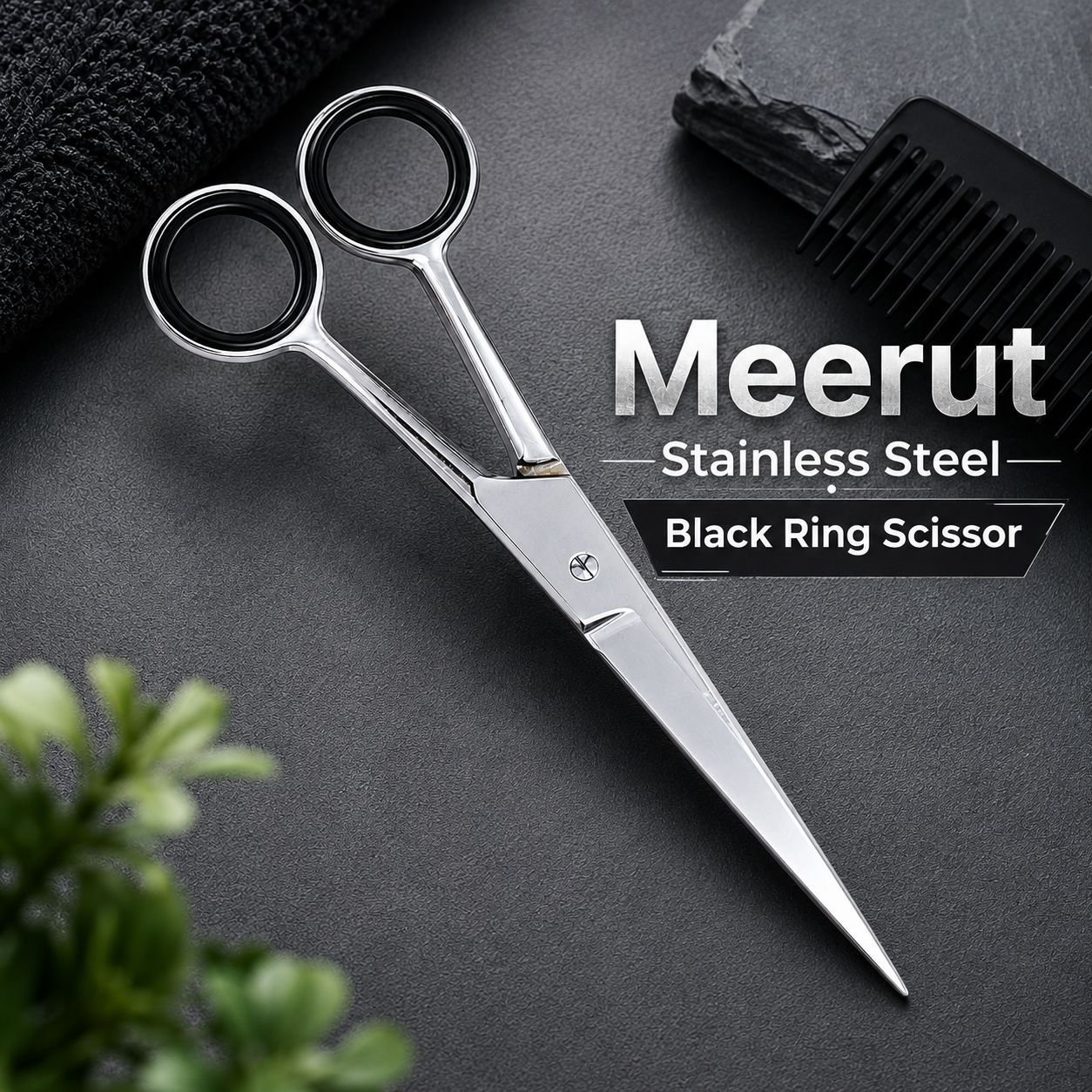 Meerut Stainless Steel Black Ring Scissor