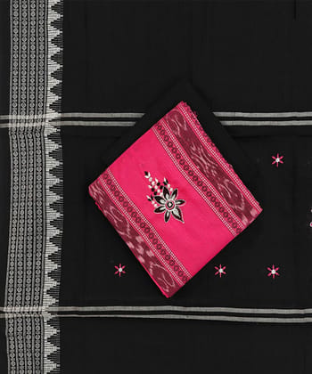 Pink Black Sambalpuri Handwoven Ikat Suit Set SFCSUT2511