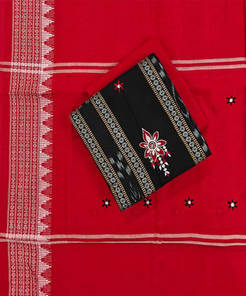 Black Maroon Sambalpuri Handwoven Ikat Suit Set SFCSUT2512