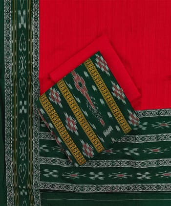 Green Maroon Sambalpuri Handwoven Ikat Suit Set SFCSUT2521
