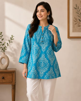 Glamvila Aqua Mehr Indo Western Tunic