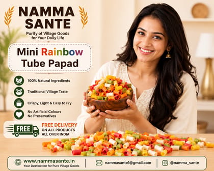 Mini Rainbow Tube Papad, Colour Fryums Tubes, Multi Colour Papad Fryums, Party Mix Tube Papad, Kids Special Rainbow Fryums 