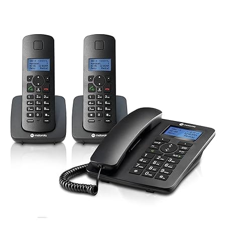 Motorola Voice C4202 Corded Telephone and Digital Cordless Handset with Answering Machine 