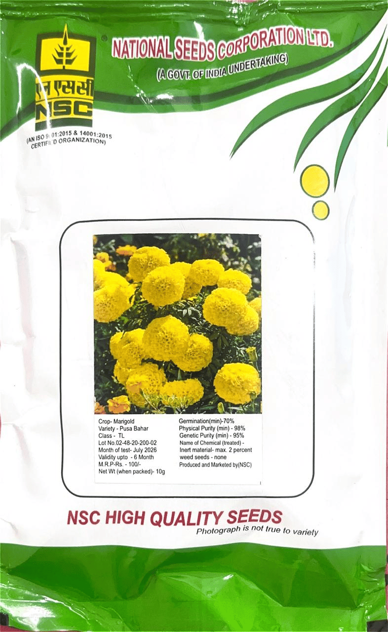 NSC Flower Seed Marigold Variety-Pusa Bahar TL -10gm Packing 