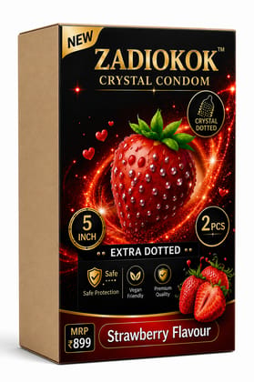 Zadiokok 5 Inch Crystal Condom with Extra Dotted Strawberry Flavour, Reusable & Comfortable Fit (2 Pcs Set)
