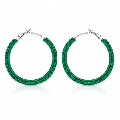 Handmade Emerald Green Hoop Earrings | Lightweight Stylish Crochet Fashion Jewellery | M/S STYLE MOMENTS & GIFT COLLECTION