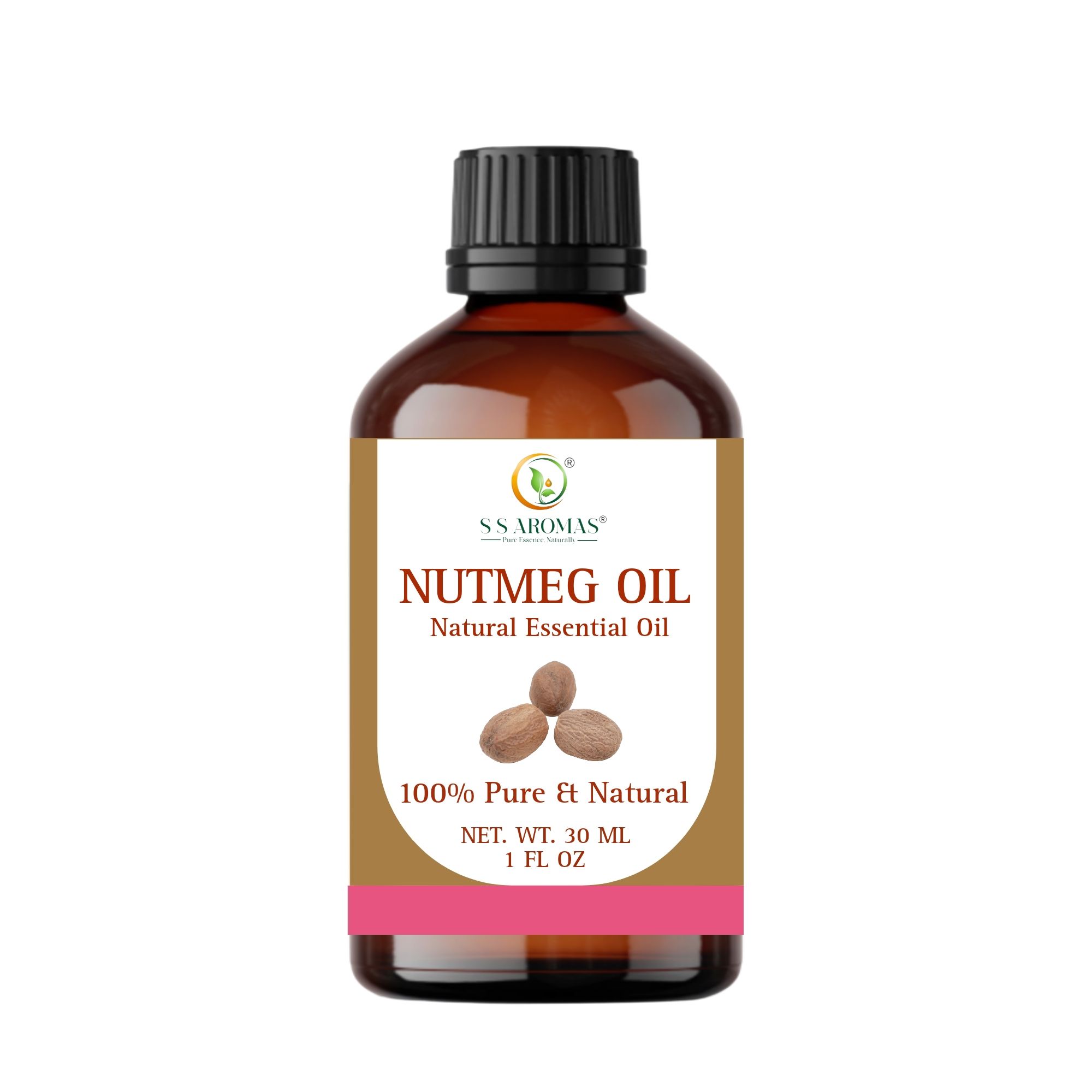 S S Aromas Nutmeg Essential Oil - 100% Pure & Natural, 30ml