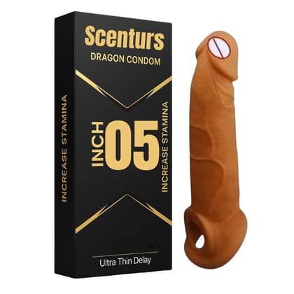 Scenturs Dragon 5 Inch Large Size Silicone Condom for Men – Washable & Reusable