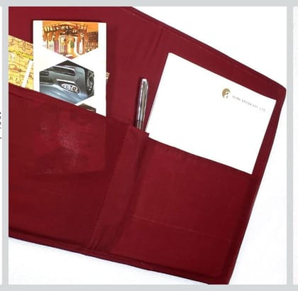 Maroon Fabric Block Print Portfolio Folder