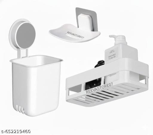 3-Piece White Bathroom Accessories Set - Bundle of 2