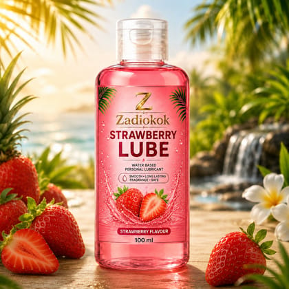 Zadiokok Strawberry Water Based Personal Lubricant | Smooth & Long Lasting Lube | 100 ml (Pack of 1)