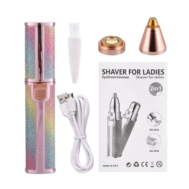 BLAWLESS 2-in-1 Eyebrow Trimmer & Shaver for Ladies, HX-203A, Multi-Color Glitter