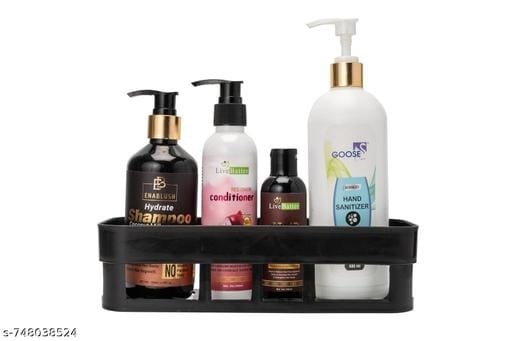 Bathroom Shelf + 3 Corner Shelf Set Black - Bundle of 2