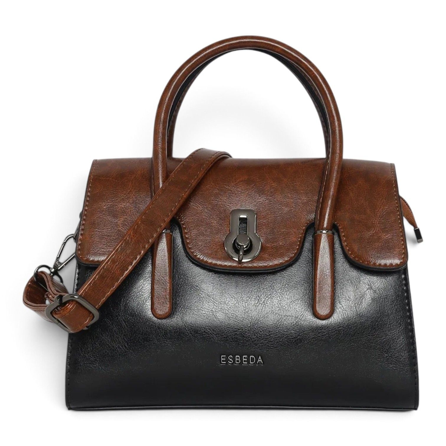 Vintage Lock Flap Handbag (Black)