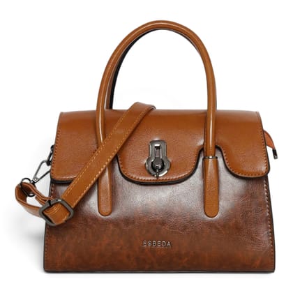 Vintage Lock Flap Handbag (Brown)