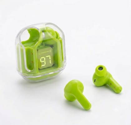 Wireless Earbuds with LED Display Case – Noise Cancelling, Touch Control, Long Battery Life, Bluetooth 5.3 Earphones (Neon Green)