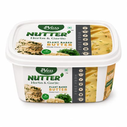 1Ness Nutter Plant Based Herbs & Garlic Butter Alternative | Vegan Dairy Free Butter Spread for Garlic breads, Pasta, Pizza | Lactose Free, Cholesterol Free & Palm Oil Free (200g)