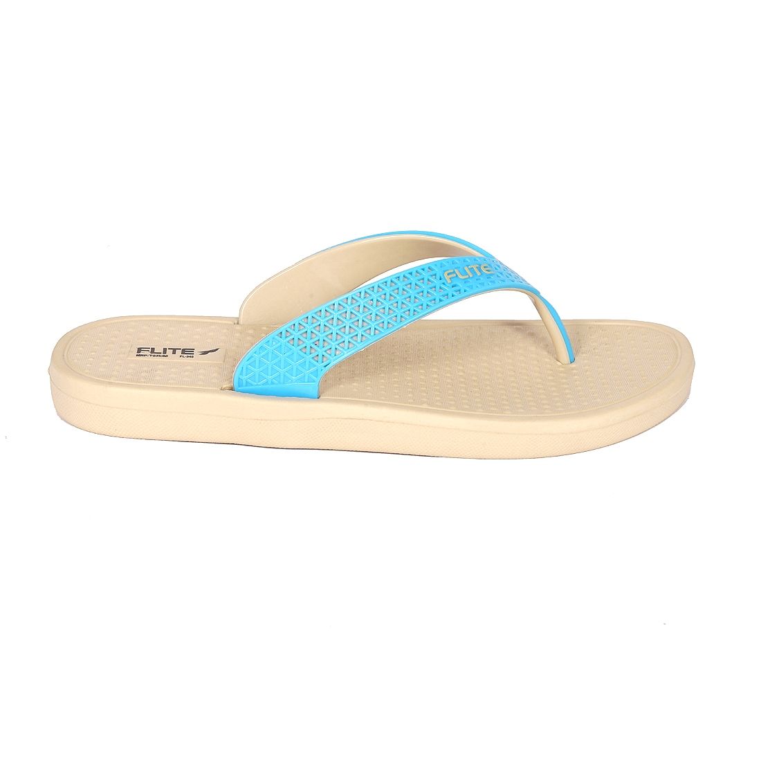 FLITE Beige flip-flops featuring bright blue straps FL-345
