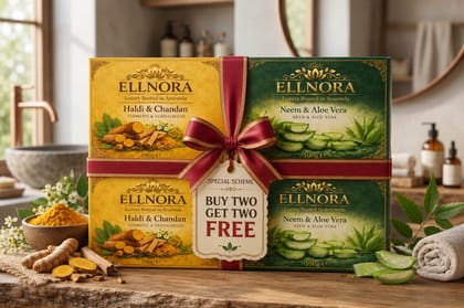ELLNORA Ayurvedic Haldi Chandan & Neem Aloe Vera Soap ( Buy 2 Get 2 Free )