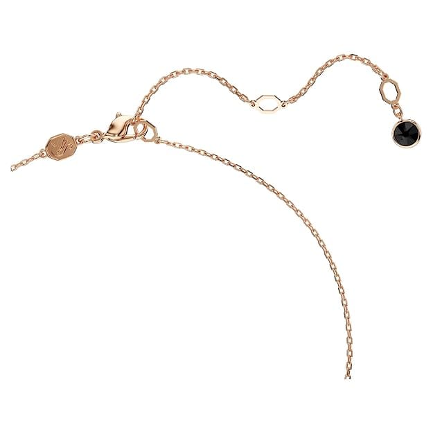 Swarovski Iconic Swan Black Crystal Pendant Rose Gold-Tone Necklace