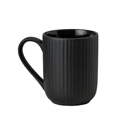 Matte Black Ribbed Ceramic Coffee Mug, 1 Piece