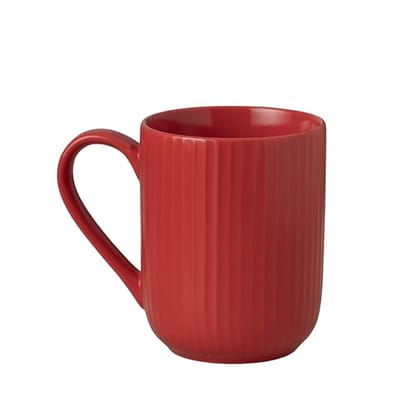 Red Ribbed Ceramic Coffee Mug