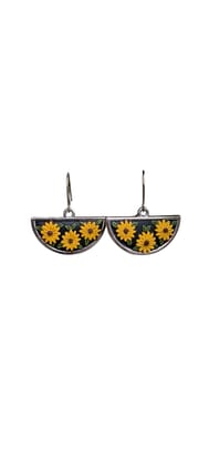 Handcrafted Polymer Clay Half Circle Sunflower Dangle Earrings