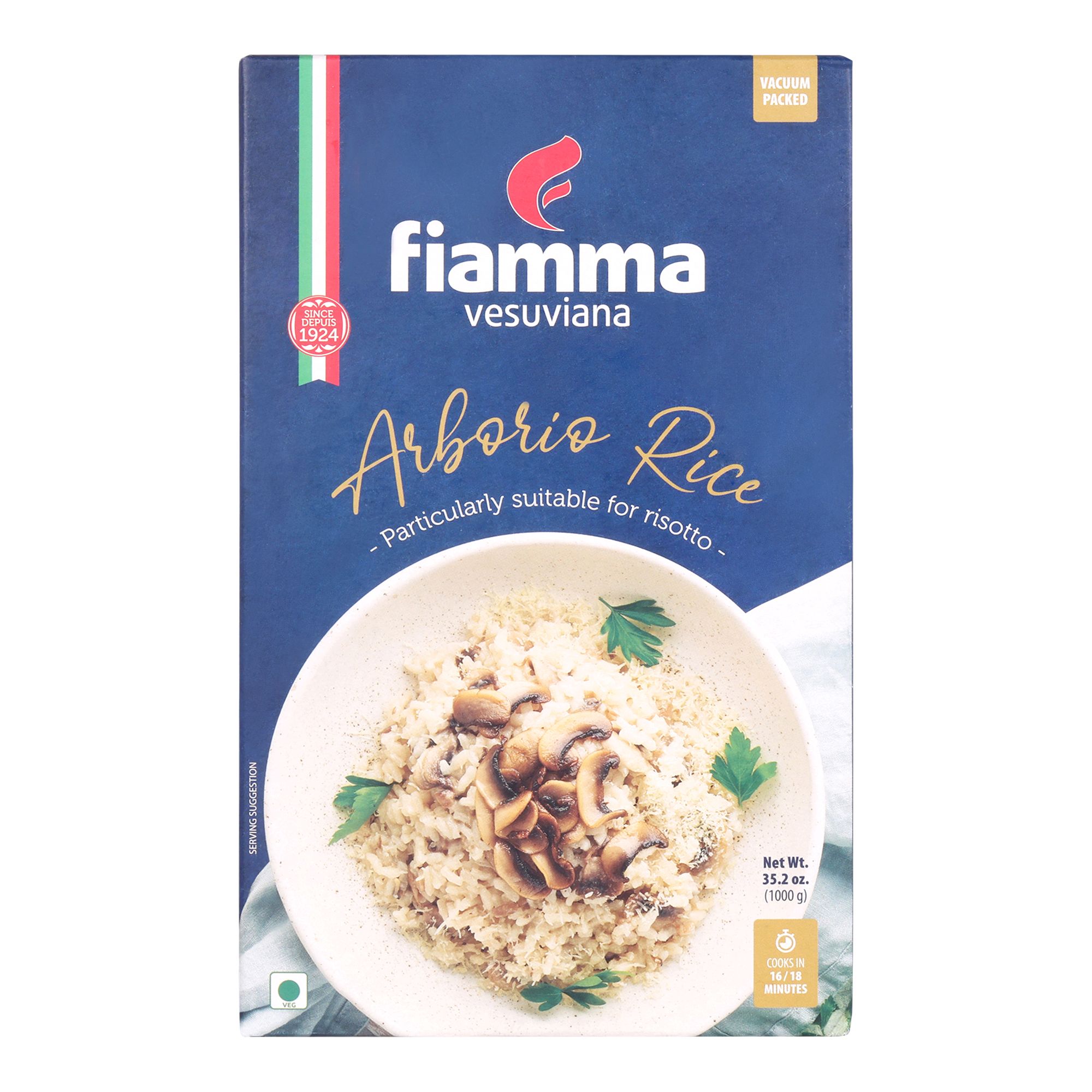 Fiamma Vesuviana Arborio Rice 1 kg | Italian Rice for Creamy Risotto, Arancini & Rice-Based Dishes | 100% Arborio Rice